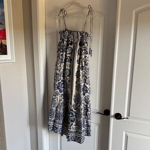 FARM Rio Blue and Cream Floral Maxi Dress
